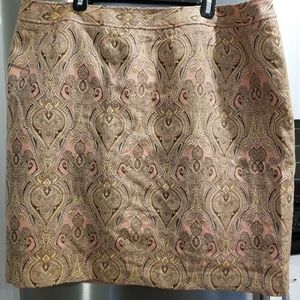 Talbots coral and gold paisley skirt